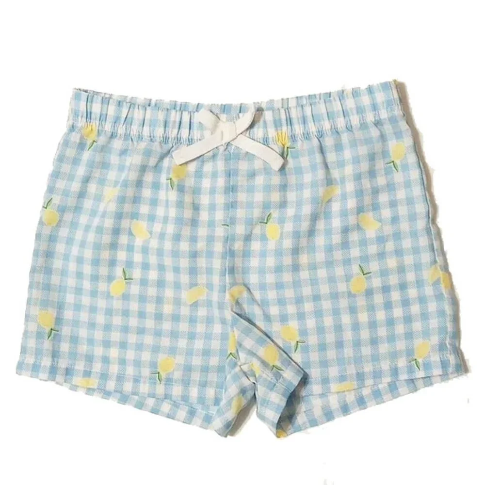 NWOT Old Navy Girls Sleep Shorts XL 14-16 Lemon Blue Gingham